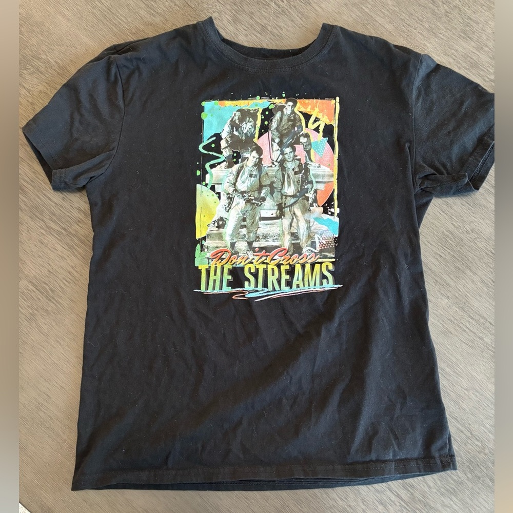 Ghostbusters Don't Cross The Streams Adult Medium Black Graphic T Shirt